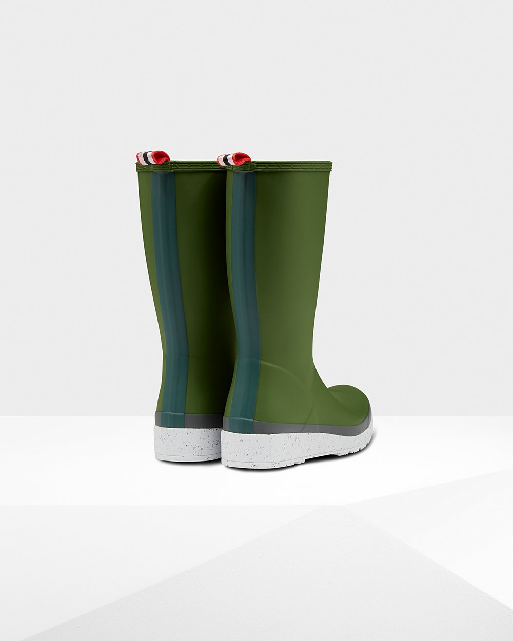 Play Botas Hunter Mujer Verde/Blancas Original Tall Speckle Rain 076318-MNI